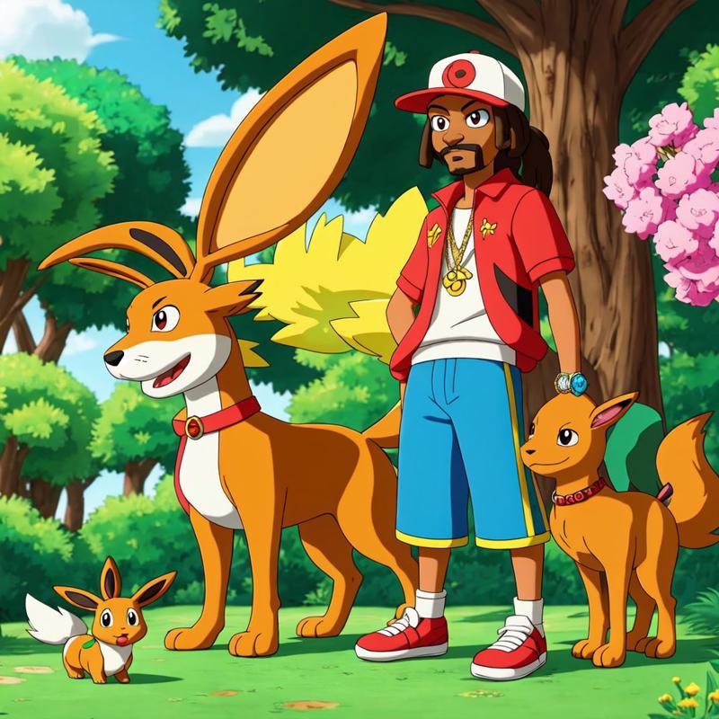 00007-20230531091959-555-The exotic life of snoop-dog as a Pokemon trainer with Eevee, Very detailed, clean, high quality, sharp image.jpg